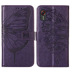 Leather Case Stands Butterfly Flip Cover Holder Y01B for Samsung Galaxy XCover 5 SM-G525F Purple