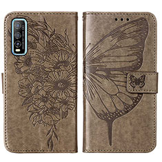 Leather Case Stands Butterfly Flip Cover Holder Y01B for Vivo iQOO U1 Gray