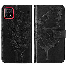 Leather Case Stands Butterfly Flip Cover Holder Y01B for Vivo iQOO U3 5G Black