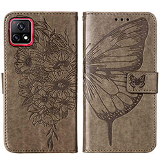 Leather Case Stands Butterfly Flip Cover Holder Y01B for Vivo iQOO U3 5G Gray