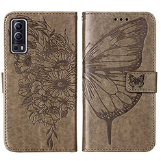 Leather Case Stands Butterfly Flip Cover Holder Y01B for Vivo iQOO Z3 5G Gray