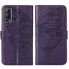 Leather Case Stands Butterfly Flip Cover Holder Y01B for Vivo iQOO Z3 5G Purple