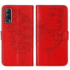 Leather Case Stands Butterfly Flip Cover Holder Y01B for Vivo iQOO Z3 5G Red