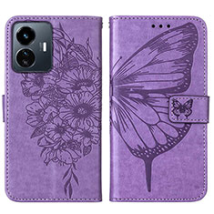 Leather Case Stands Butterfly Flip Cover Holder Y01B for Vivo iQOO Z6 Lite 5G Clove Purple