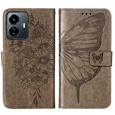 Leather Case Stands Butterfly Flip Cover Holder Y01B for Vivo iQOO Z6 Lite 5G Gray