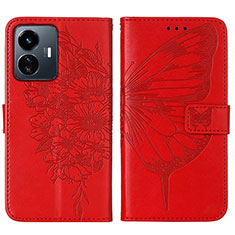 Leather Case Stands Butterfly Flip Cover Holder Y01B for Vivo iQOO Z6 Lite 5G Red