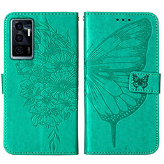 Leather Case Stands Butterfly Flip Cover Holder Y01B for Vivo V23e 5G Green