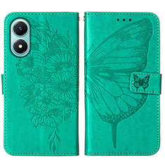 Leather Case Stands Butterfly Flip Cover Holder Y01B for Vivo Y02S Green