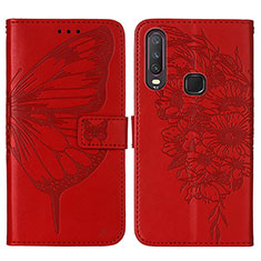 Leather Case Stands Butterfly Flip Cover Holder Y01B for Vivo Y11 Red