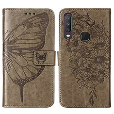 Leather Case Stands Butterfly Flip Cover Holder Y01B for Vivo Y15 Gray