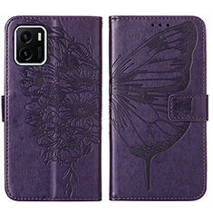 Leather Case Stands Butterfly Flip Cover Holder Y01B for Vivo Y15A Purple