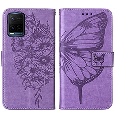 Leather Case Stands Butterfly Flip Cover Holder Y01B for Vivo Y21 Clove Purple