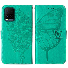 Leather Case Stands Butterfly Flip Cover Holder Y01B for Vivo Y21a Green