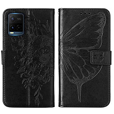 Leather Case Stands Butterfly Flip Cover Holder Y01B for Vivo Y21e Black