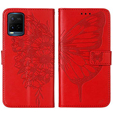 Leather Case Stands Butterfly Flip Cover Holder Y01B for Vivo Y21e Red