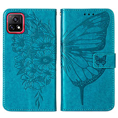 Leather Case Stands Butterfly Flip Cover Holder Y01B for Vivo Y31s 5G Blue
