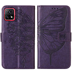 Leather Case Stands Butterfly Flip Cover Holder Y01B for Vivo Y31s 5G Purple