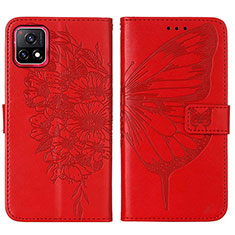 Leather Case Stands Butterfly Flip Cover Holder Y01B for Vivo Y31s 5G Red