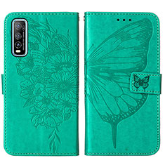 Leather Case Stands Butterfly Flip Cover Holder Y01B for Vivo Y50t Green