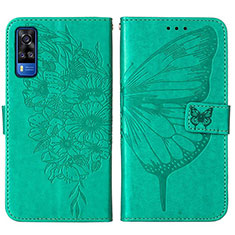 Leather Case Stands Butterfly Flip Cover Holder Y01B for Vivo Y53s NFC Green