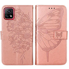 Leather Case Stands Butterfly Flip Cover Holder Y01B for Vivo Y72 India Rose Gold