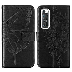 Leather Case Stands Butterfly Flip Cover Holder Y01B for Xiaomi Mi 10S 5G Black