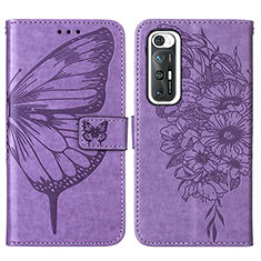 Leather Case Stands Butterfly Flip Cover Holder Y01B for Xiaomi Mi 10S 5G Clove Purple