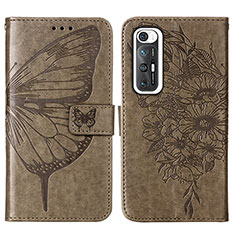 Leather Case Stands Butterfly Flip Cover Holder Y01B for Xiaomi Mi 10S 5G Gray