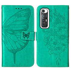 Leather Case Stands Butterfly Flip Cover Holder Y01B for Xiaomi Mi 10S 5G Green