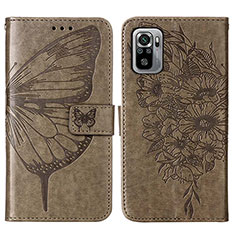 Leather Case Stands Butterfly Flip Cover Holder Y01B for Xiaomi Redmi Note 10 4G Gray