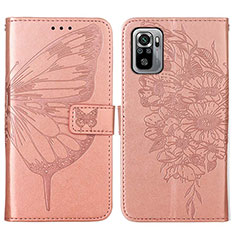 Leather Case Stands Butterfly Flip Cover Holder Y01B for Xiaomi Redmi Note 11 SE India 4G Rose Gold