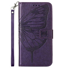 Leather Case Stands Butterfly Flip Cover Holder Y02B for Samsung Galaxy A03s Purple