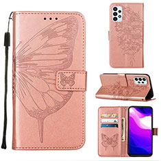 Leather Case Stands Butterfly Flip Cover Holder Y02B for Samsung Galaxy A23 4G Rose Gold