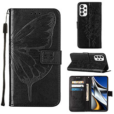 Leather Case Stands Butterfly Flip Cover Holder Y02B for Samsung Galaxy A73 5G Black