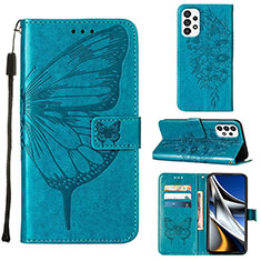 Leather Case Stands Butterfly Flip Cover Holder Y02B for Samsung Galaxy A73 5G Blue