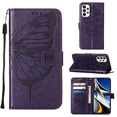 Leather Case Stands Butterfly Flip Cover Holder Y02B for Samsung Galaxy A73 5G Purple