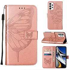 Leather Case Stands Butterfly Flip Cover Holder Y02B for Samsung Galaxy A73 5G Rose Gold