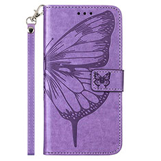 Leather Case Stands Butterfly Flip Cover Holder Y02B for Samsung Galaxy M02s Clove Purple