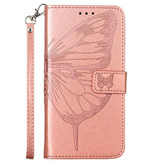 Leather Case Stands Butterfly Flip Cover Holder Y02B for Samsung Galaxy M02s Rose Gold