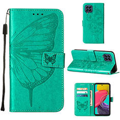 Leather Case Stands Butterfly Flip Cover Holder Y02B for Samsung Galaxy M33 5G Green