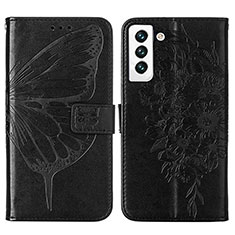 Leather Case Stands Butterfly Flip Cover Holder Y06B for Samsung Galaxy S21 5G Black