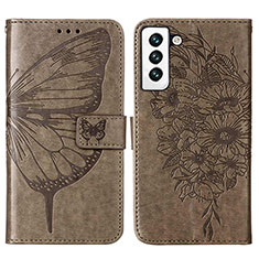 Leather Case Stands Butterfly Flip Cover Holder Y06B for Samsung Galaxy S24 Plus 5G Bronze