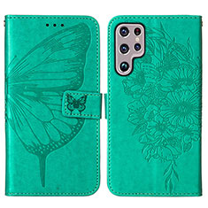 Leather Case Stands Butterfly Flip Cover Holder Y06B for Samsung Galaxy S25 Ultra 5G Green