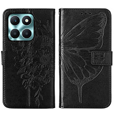 Leather Case Stands Butterfly Flip Cover Holder YB1 for Huawei Honor X8b Black