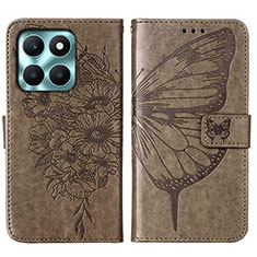 Leather Case Stands Butterfly Flip Cover Holder YB1 for Huawei Honor X8b Gray