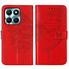 Leather Case Stands Butterfly Flip Cover Holder YB1 for Huawei Honor X8b Red