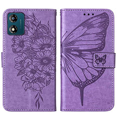 Leather Case Stands Butterfly Flip Cover Holder YB1 for Motorola Moto E13 Clove Purple