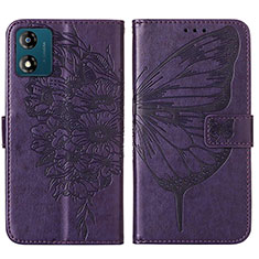 Leather Case Stands Butterfly Flip Cover Holder YB1 for Motorola Moto E13 Purple