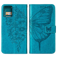 Leather Case Stands Butterfly Flip Cover Holder YB1 for Motorola Moto G 5G (2023) Blue