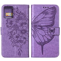 Leather Case Stands Butterfly Flip Cover Holder YB1 for Motorola Moto G 5G (2023) Clove Purple